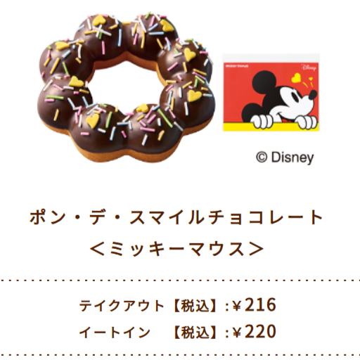 ポン・デ・スマイルチョコレート＜ミッキーマウス＞